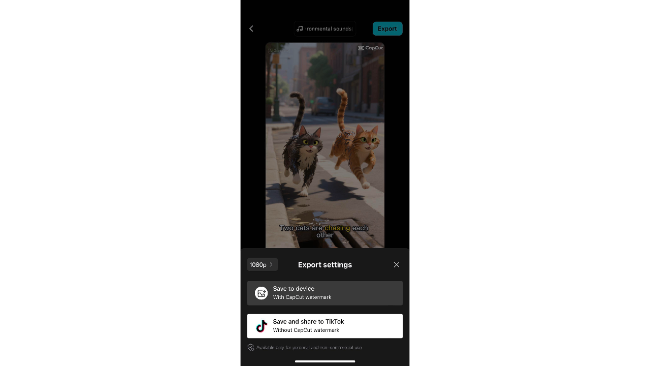 CapCut App AI Story Maker - Generate and export your video - manually input script