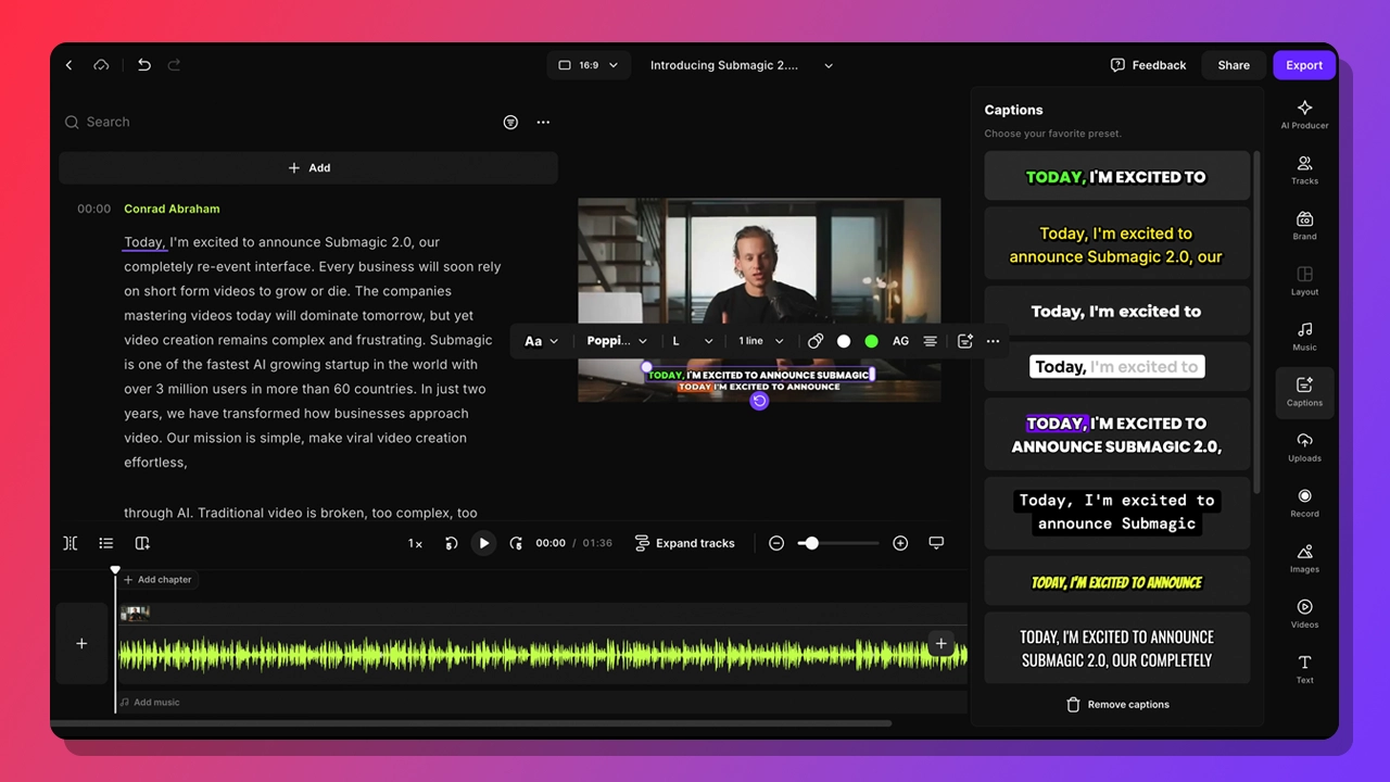 Interface of Riverside - a user-friendly tool for AI video transcription