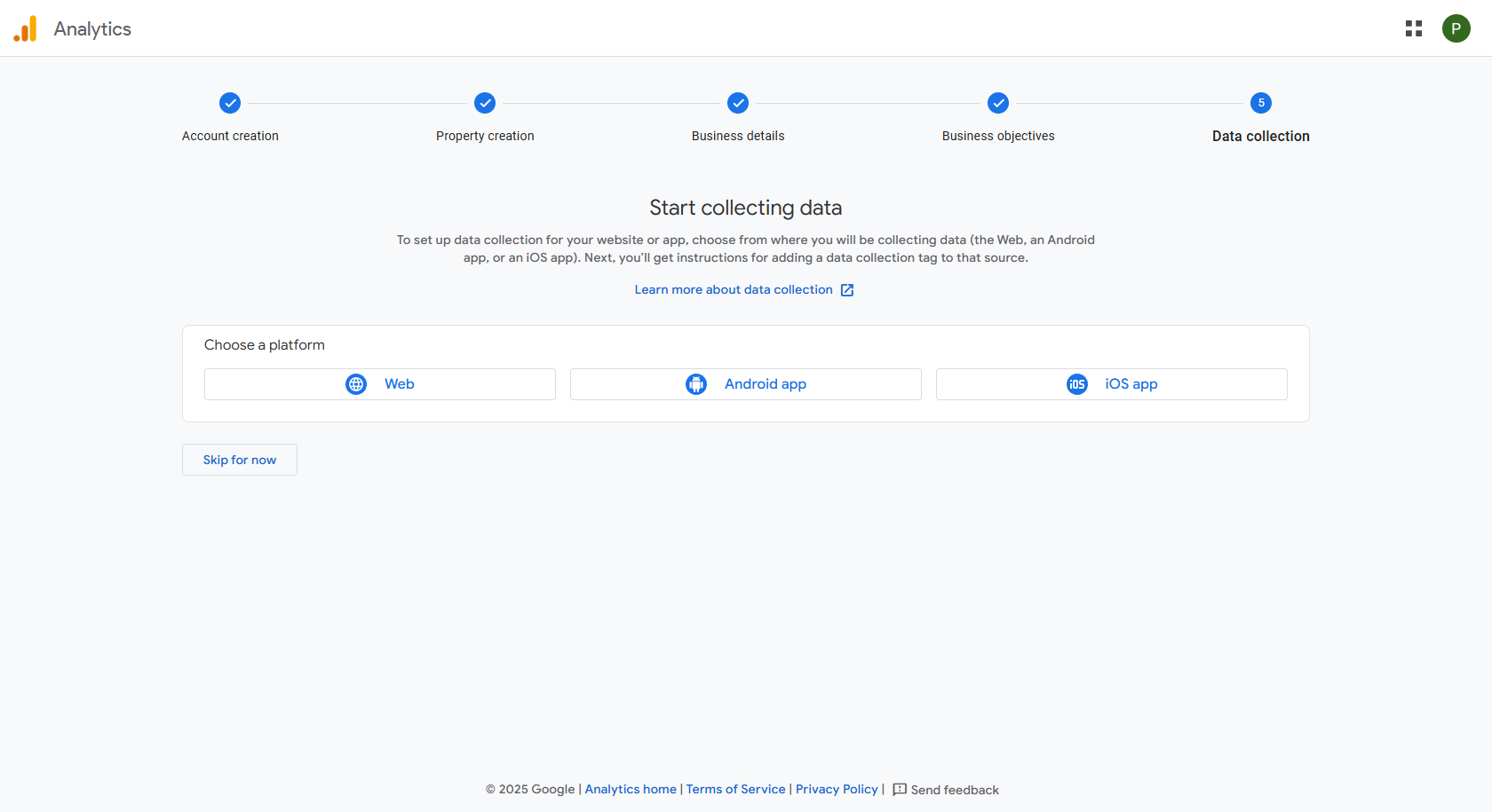 Google Analytics interface