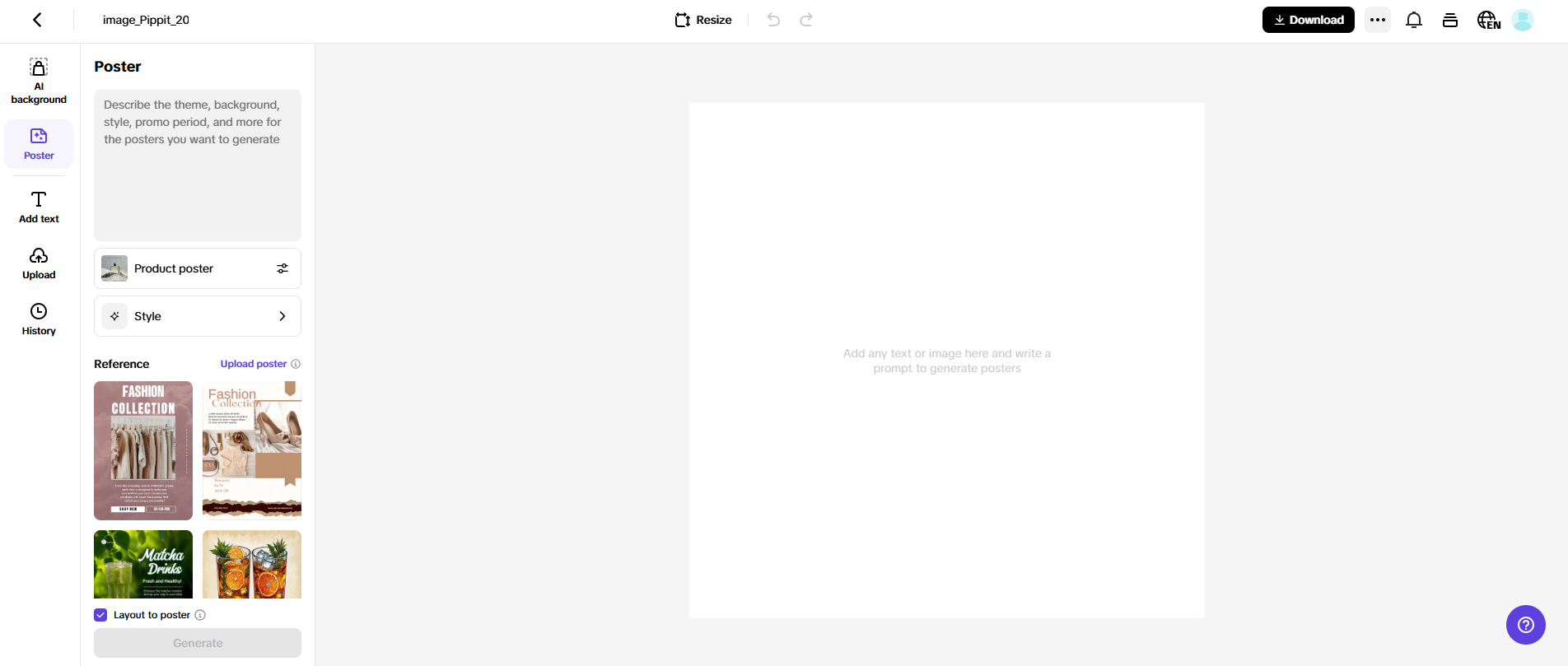 Access the Poster and generate