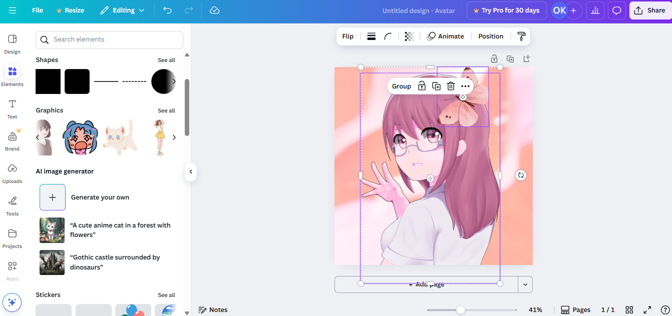 Customize avatar