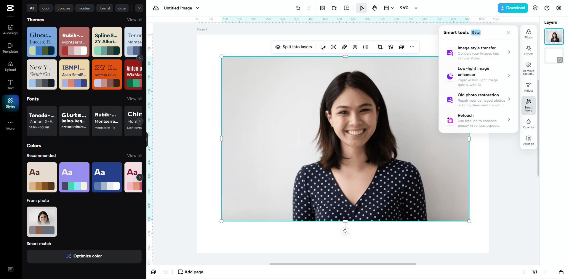 Interface of CapCut Web - an efficient tool to edit Whatsapp profile photos