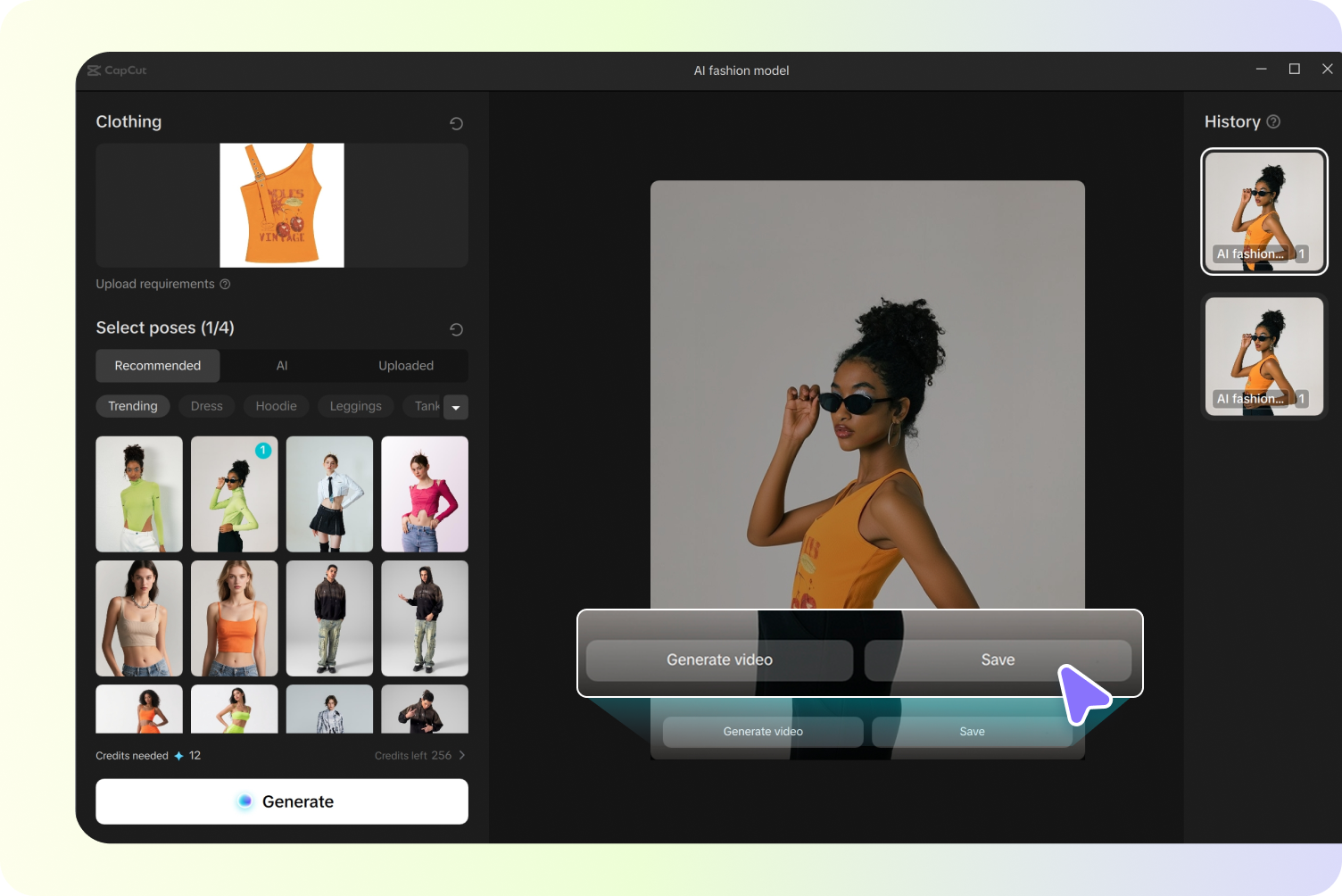 Saving the final image from CapCut's swap clothes tools