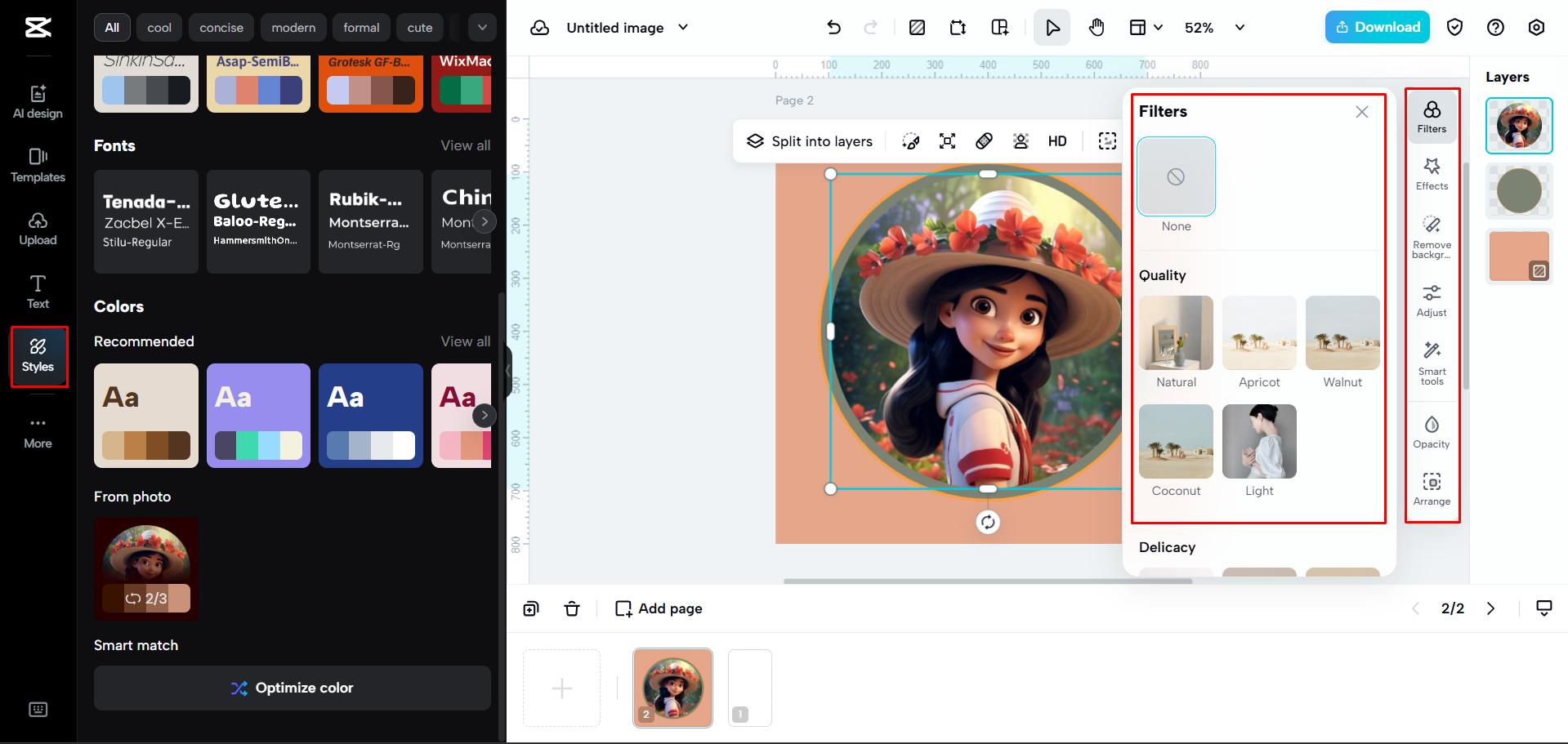 Modifica del modello con CapCut Web