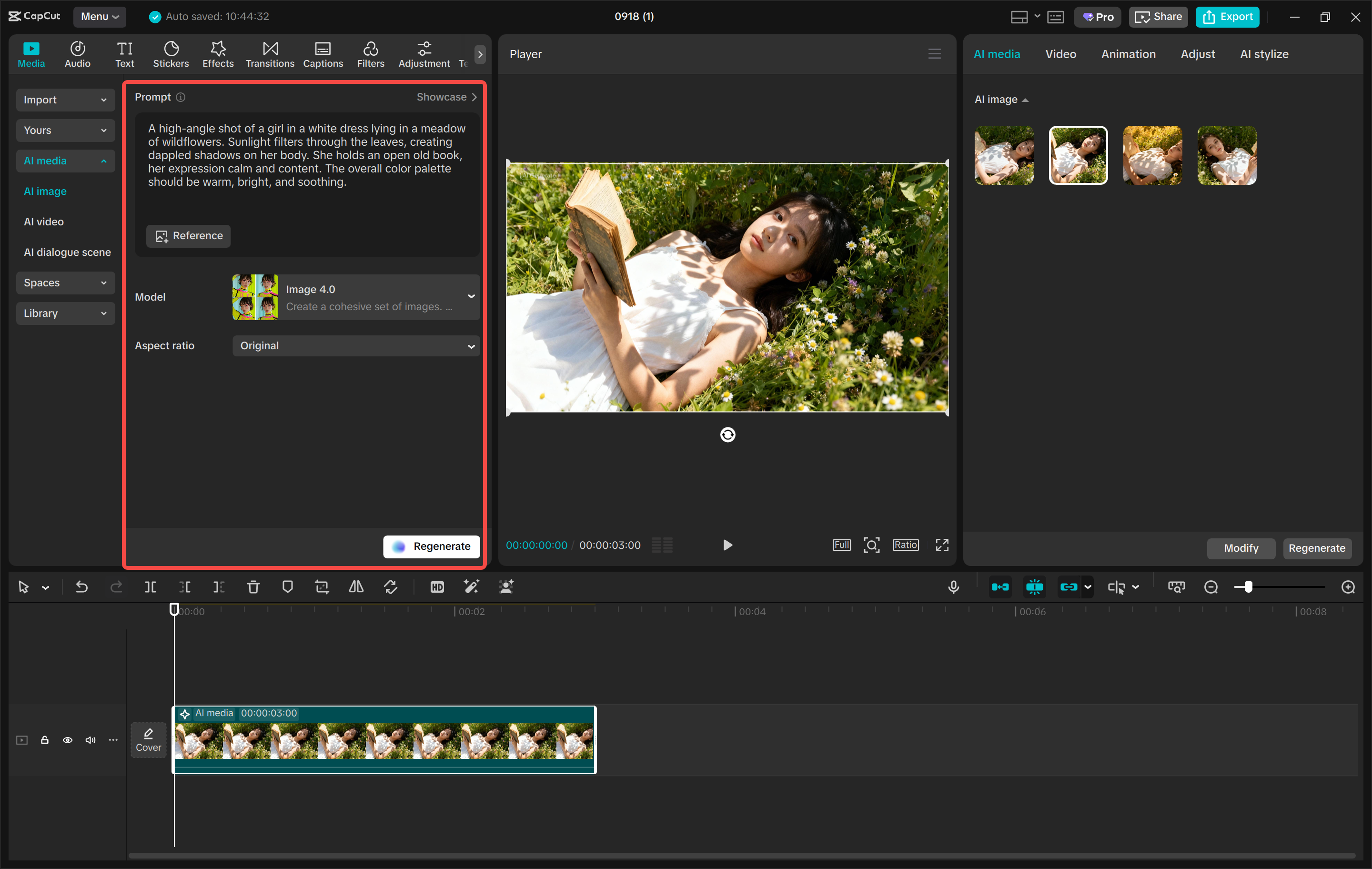 Creating images with AI in the CapCut desktop video editor
