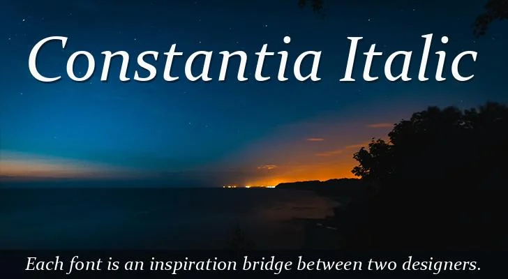 Mẫu phông chữ Constantia italic thể hiện văn bản được nhấn mạnh
