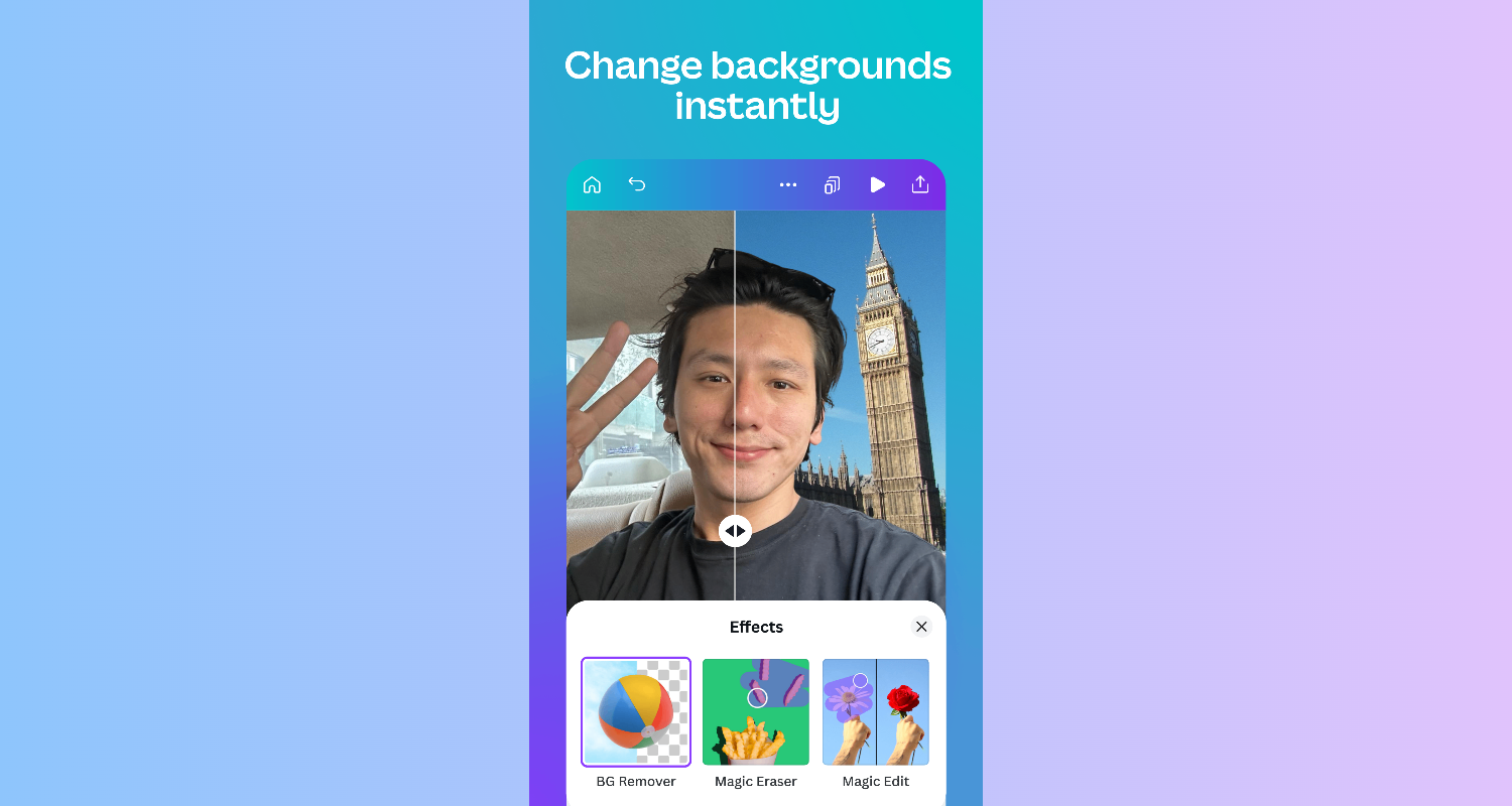 Removedor de fundo do app Canva