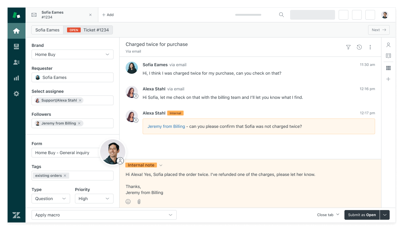 Zendesk interface