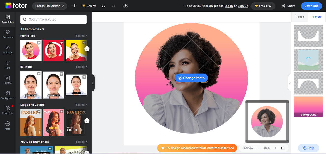 Fotor - LinkedIn photo generator free