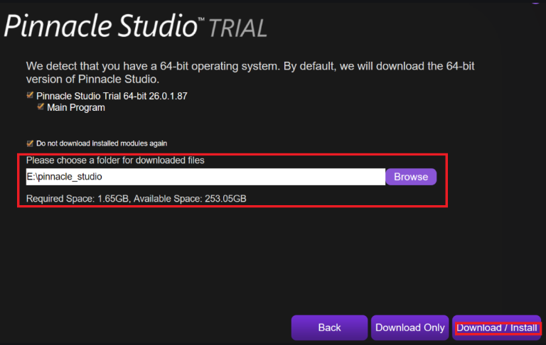 Pinnacle Studio video düzenleme yazılımını yükleme