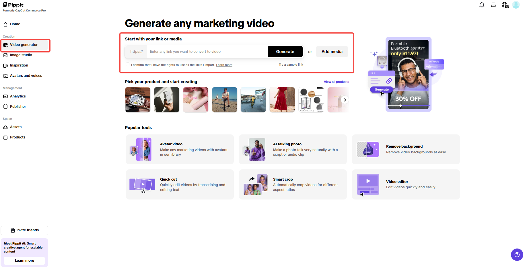 Upload product links and media