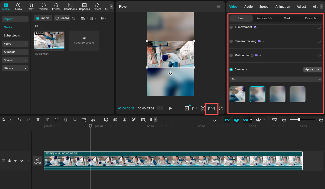 Blur Video Sides in CapCut