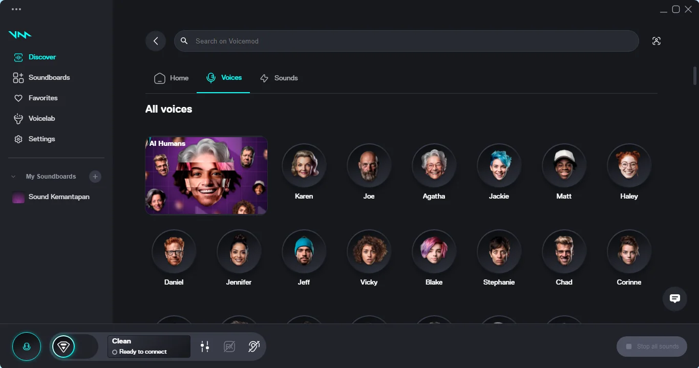 Voicemod's interface