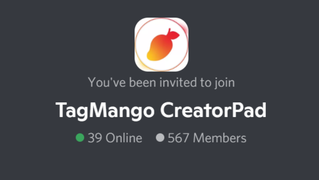 YouTube 제작자를 위한 TagMango Creator Pad Discord 서버.