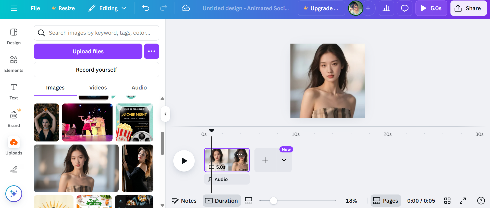 How can I make a picture move with Canva