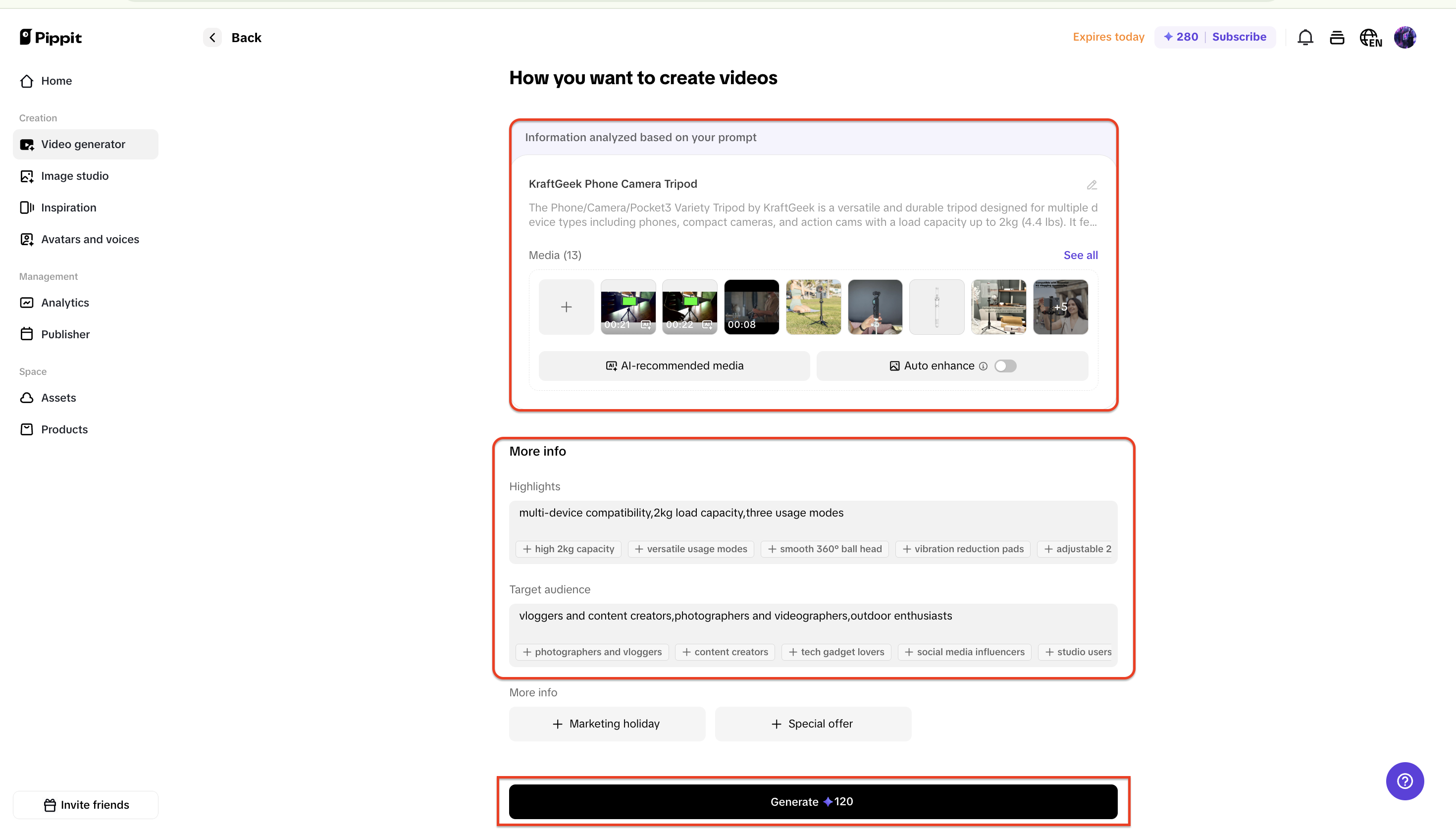 Choose video details and preferences