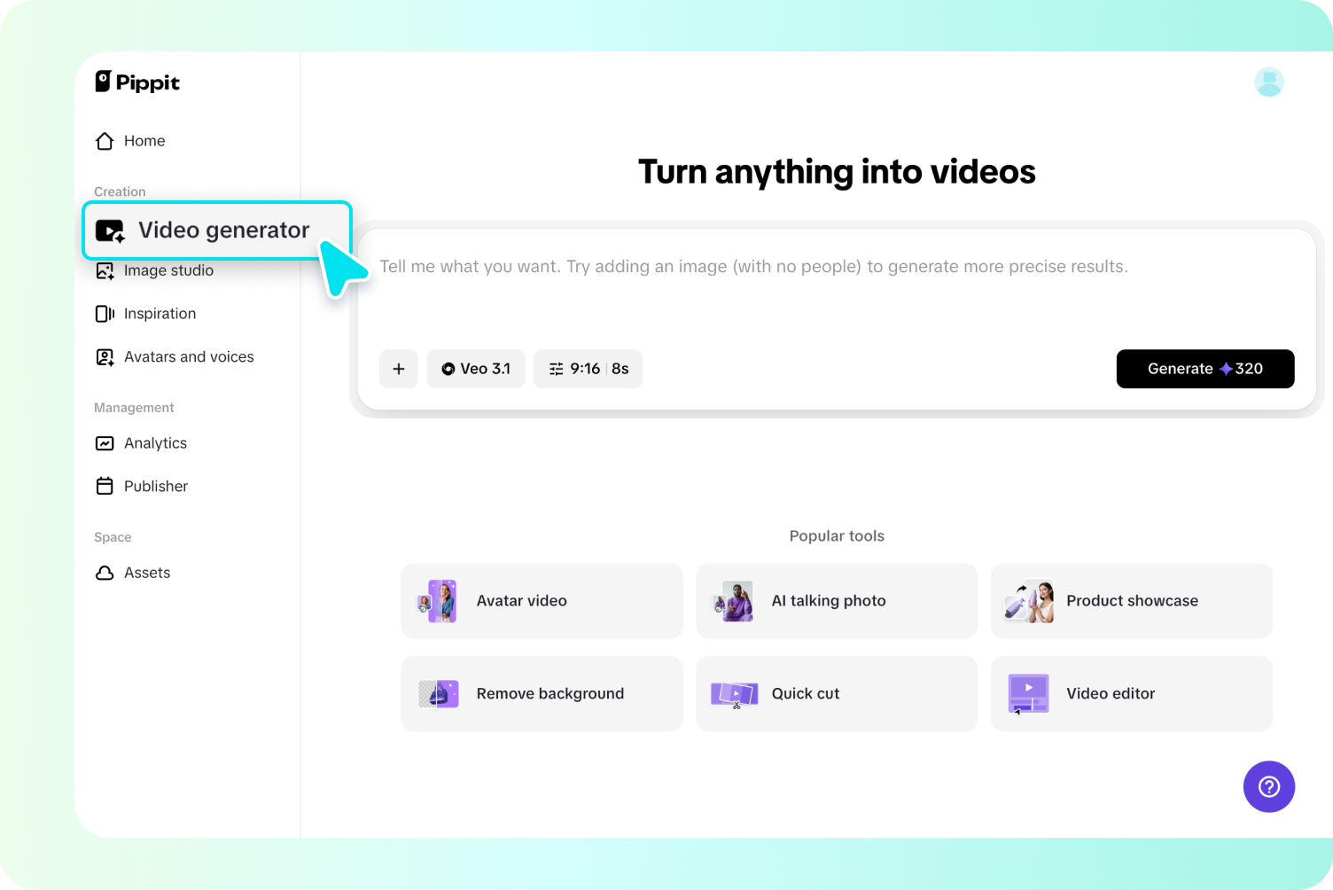 Opening AI video generator