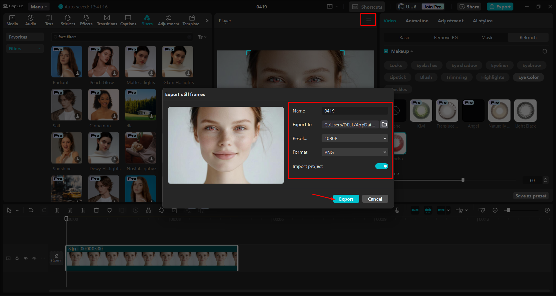 Exporting a video from the CapCut desktop video editor