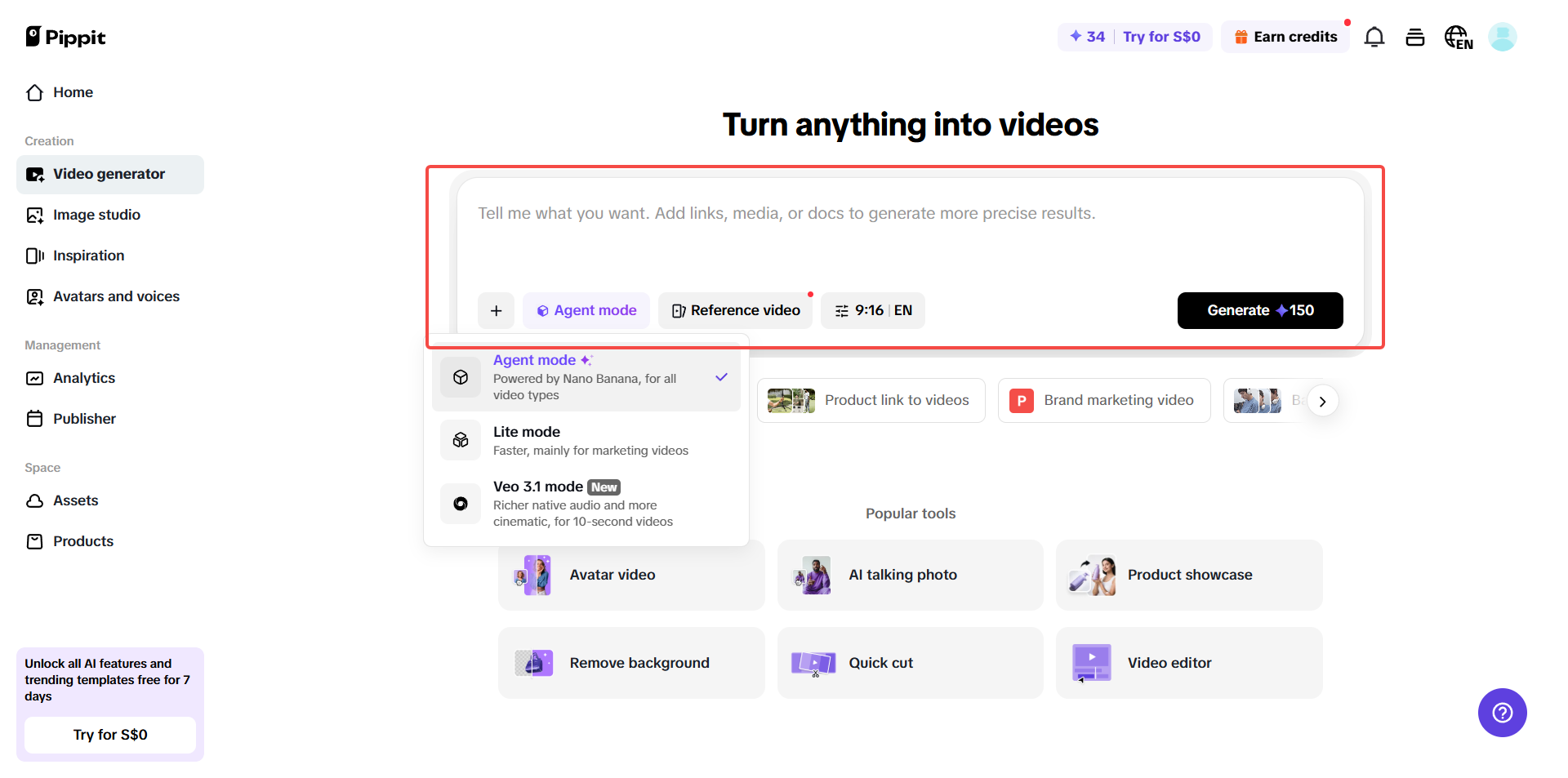 Access the Video generator