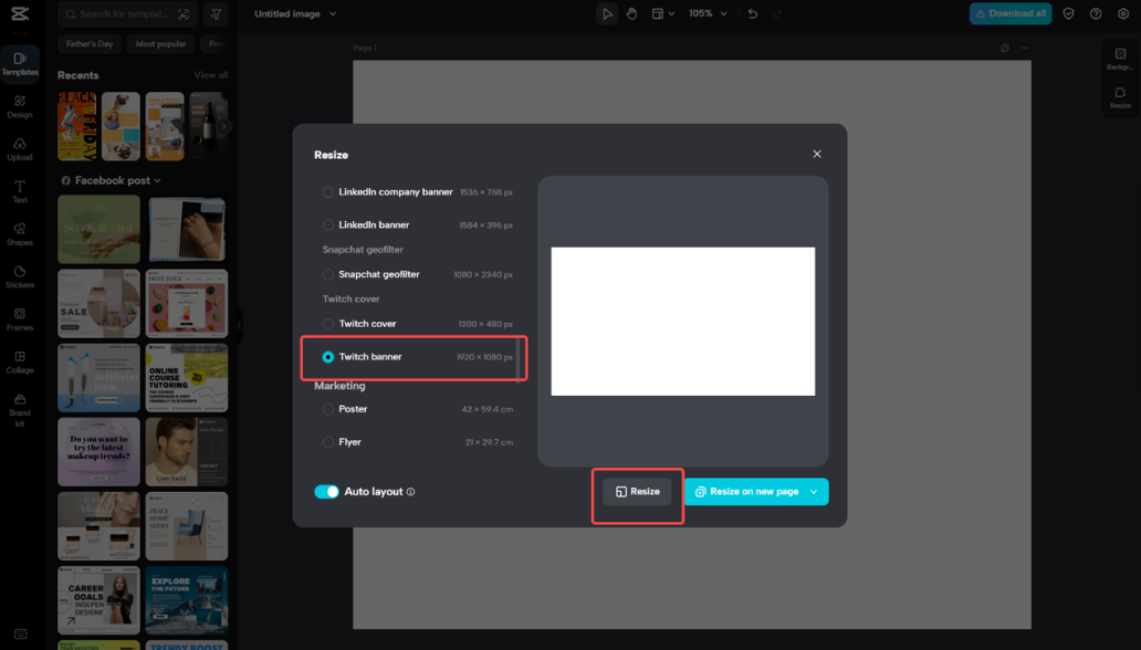 Redimensionando a sobreposição do Twitch no CapCut