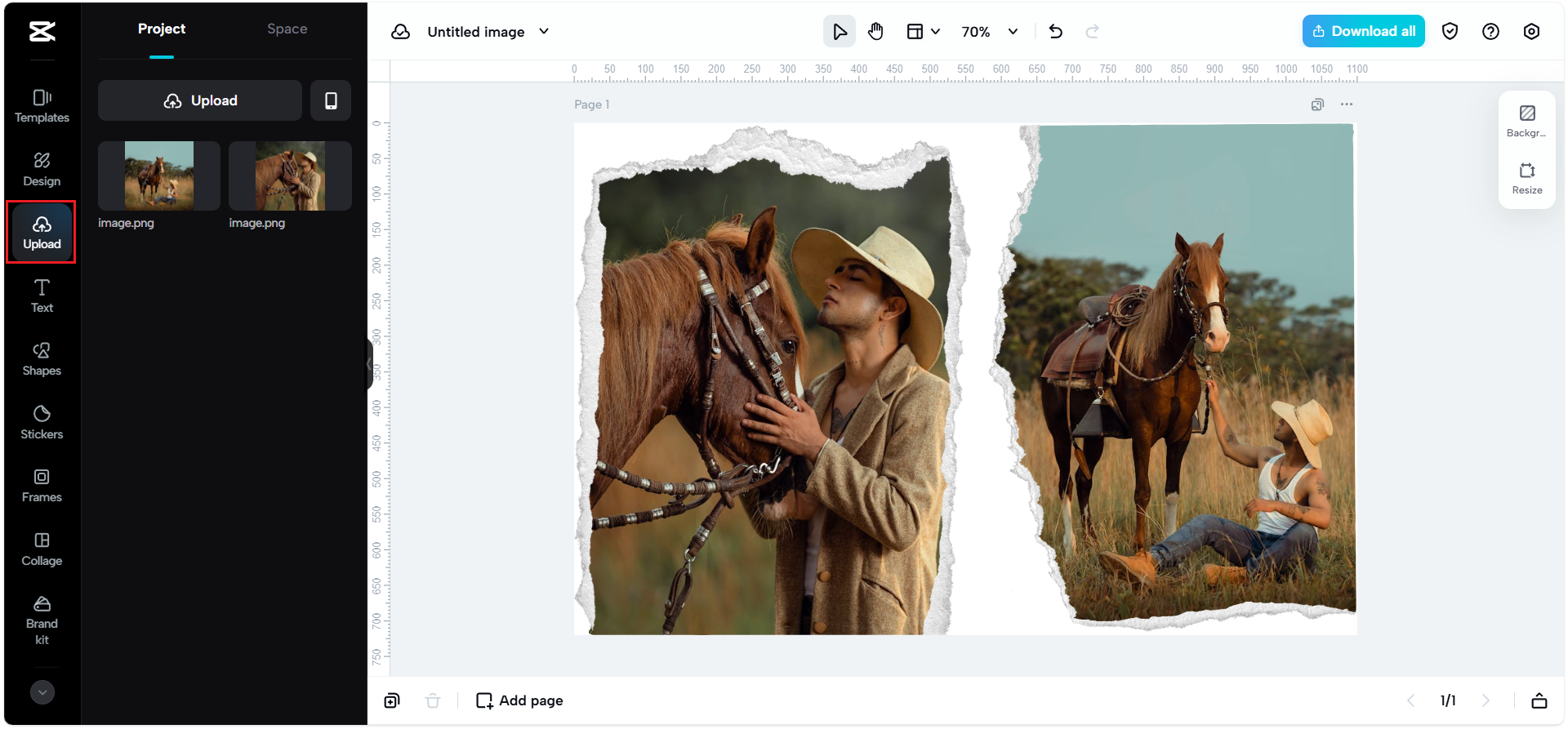 Arrastra y suelta imágenes en fotogramas