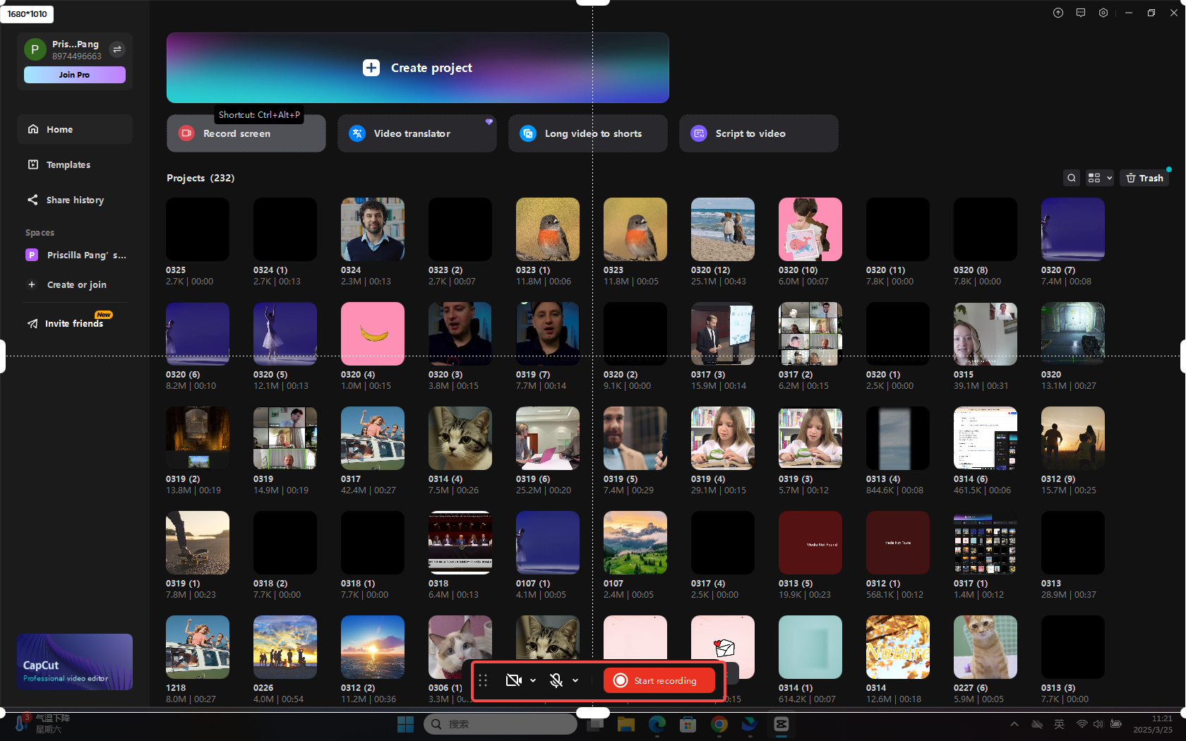 Merekam video dalam CapCut
