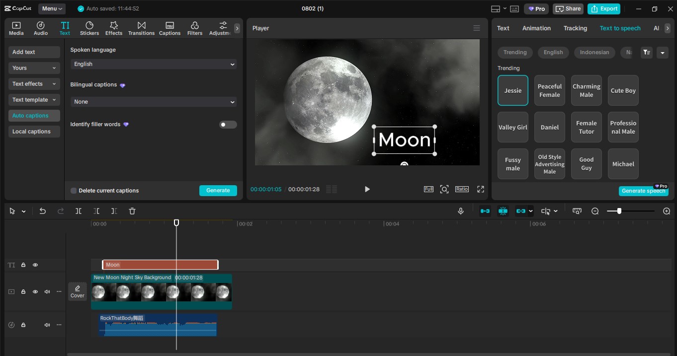 Editing interface of the CapCut desktop video editor