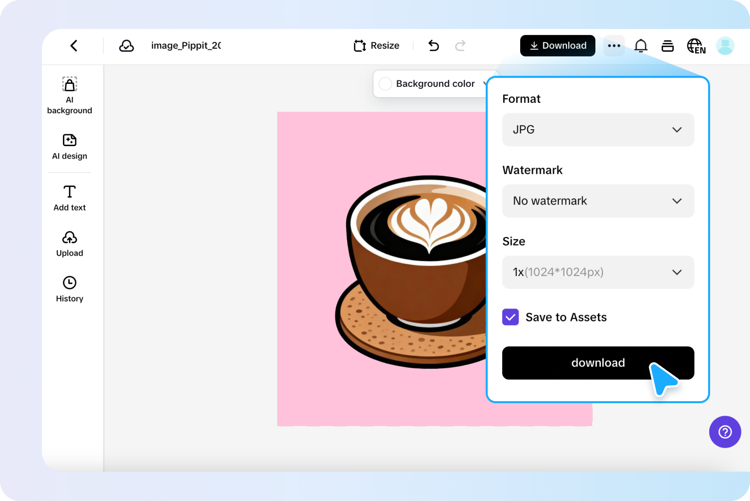 Exporting logo to the device