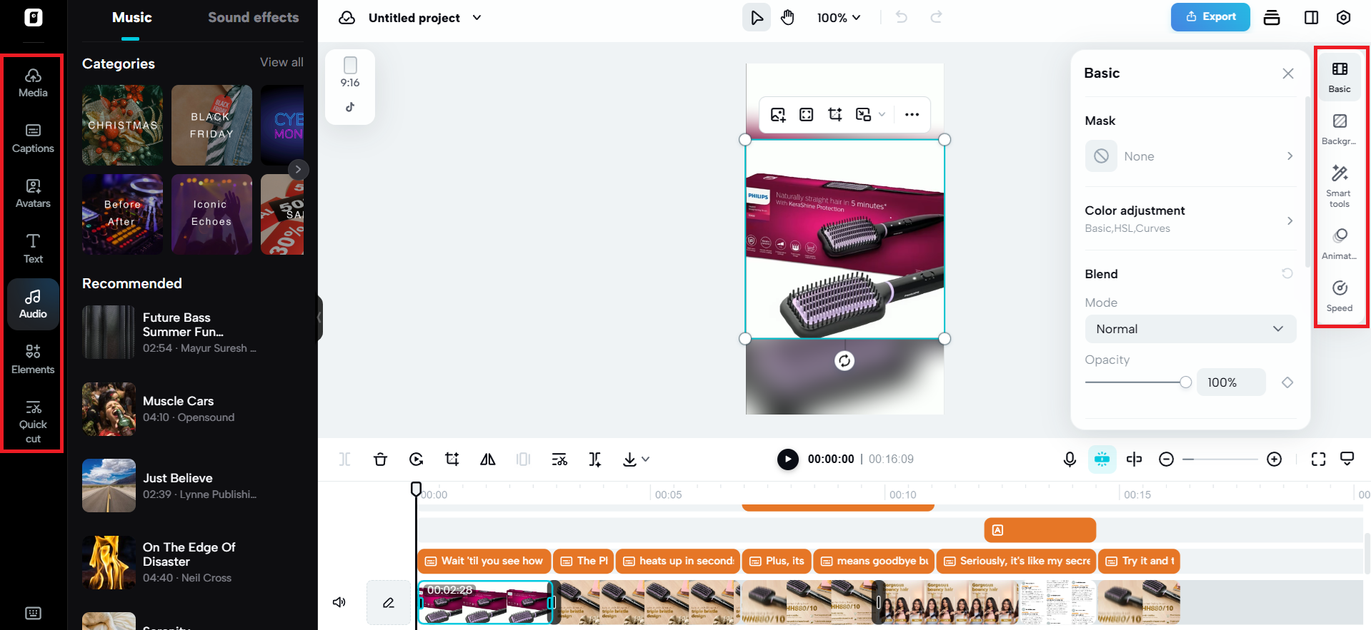 Editing canvas