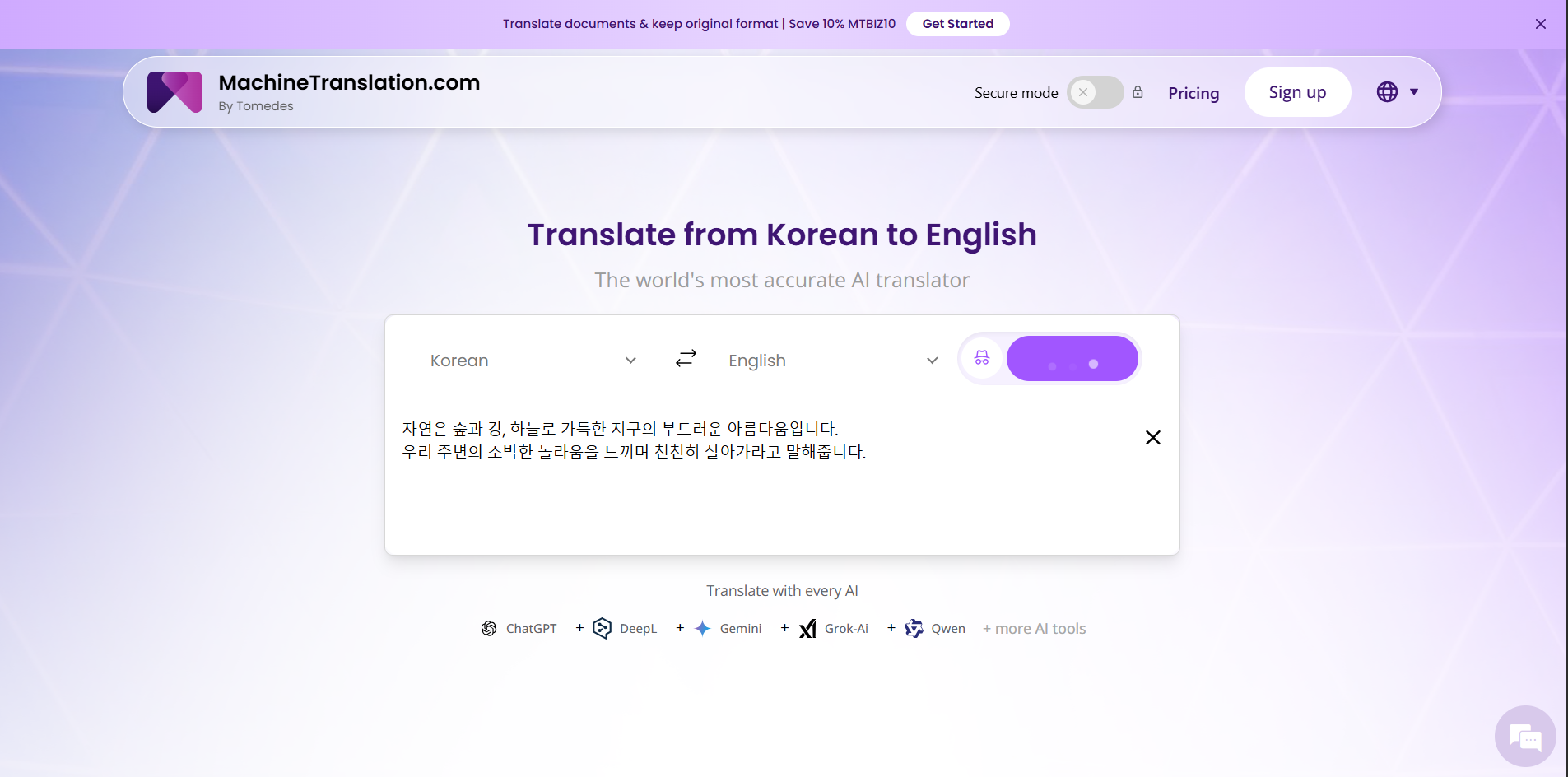 Interfaz de Traducción Automática: una herramienta eficiente para traducciones de coreano a inglés.