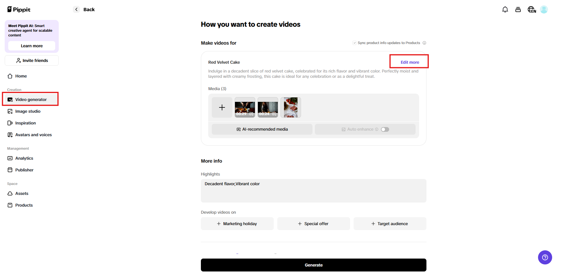 One click video generator