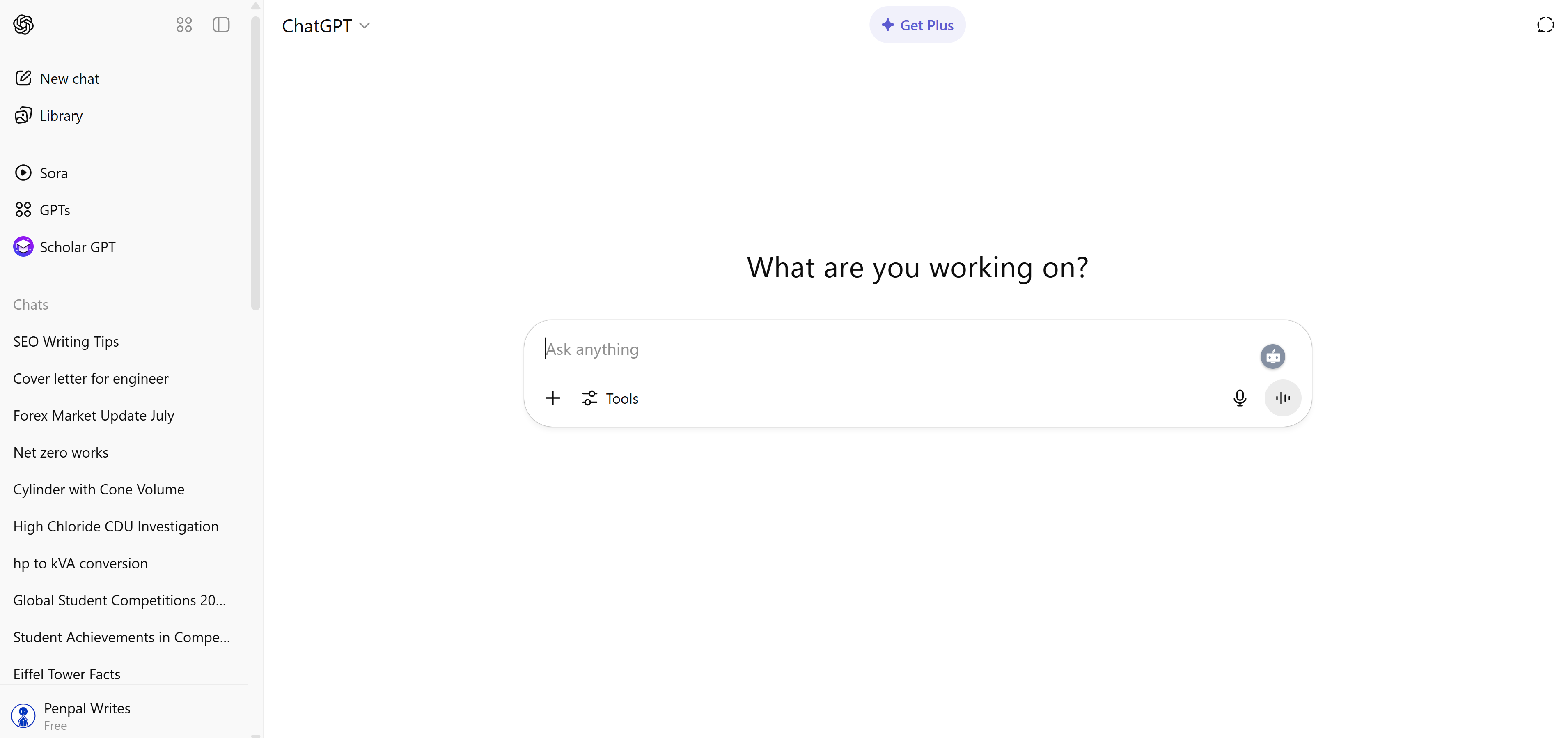 ChatGPT startpagina