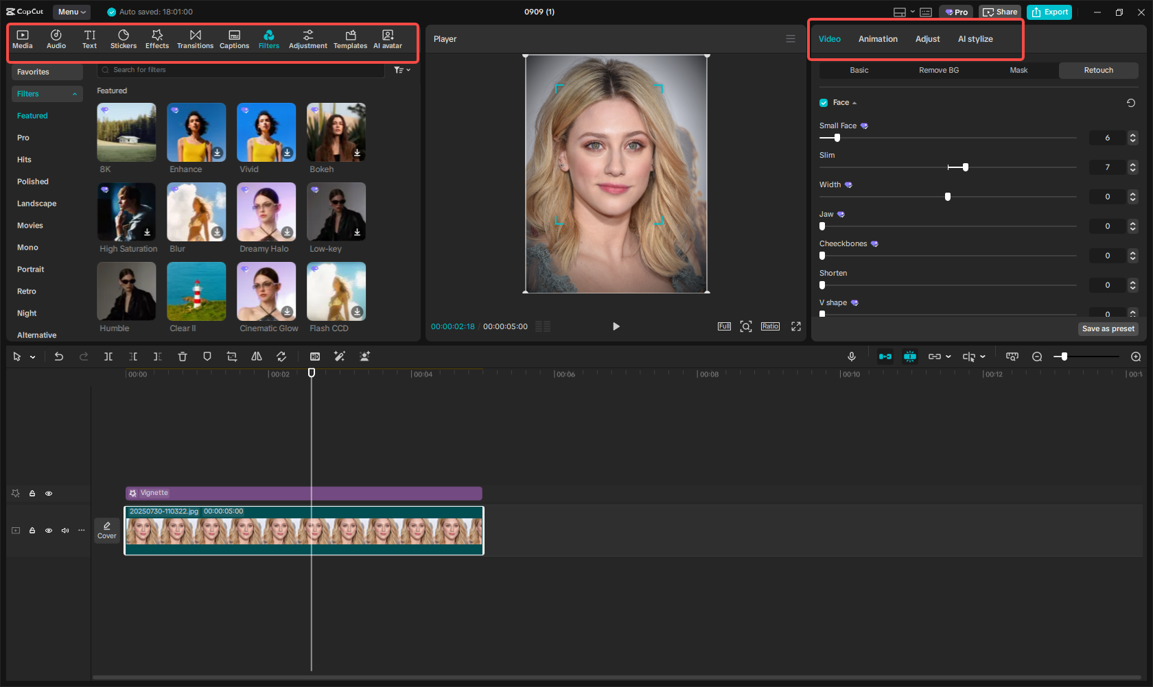 Edit and enhance the image with CapCut's rich features