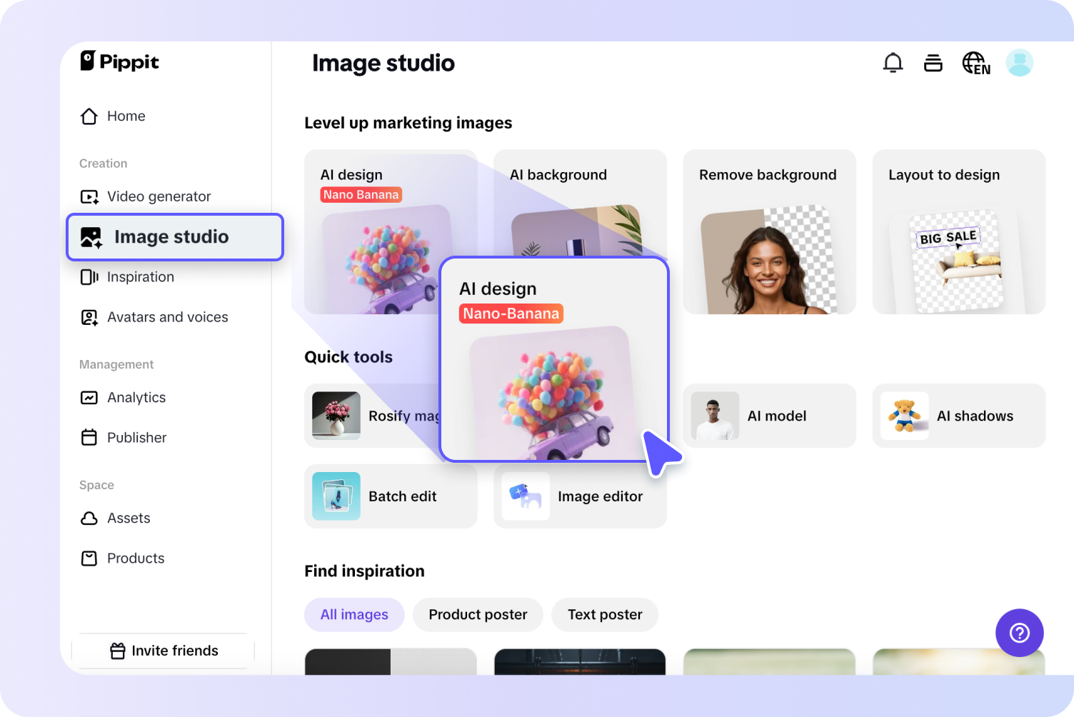 Access the AI design feature