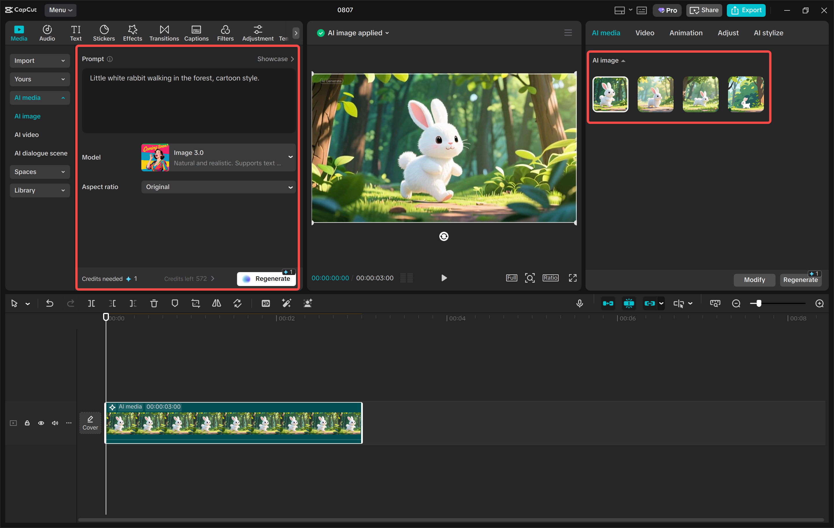 Creating images with AI in the CapCut desktop video editor