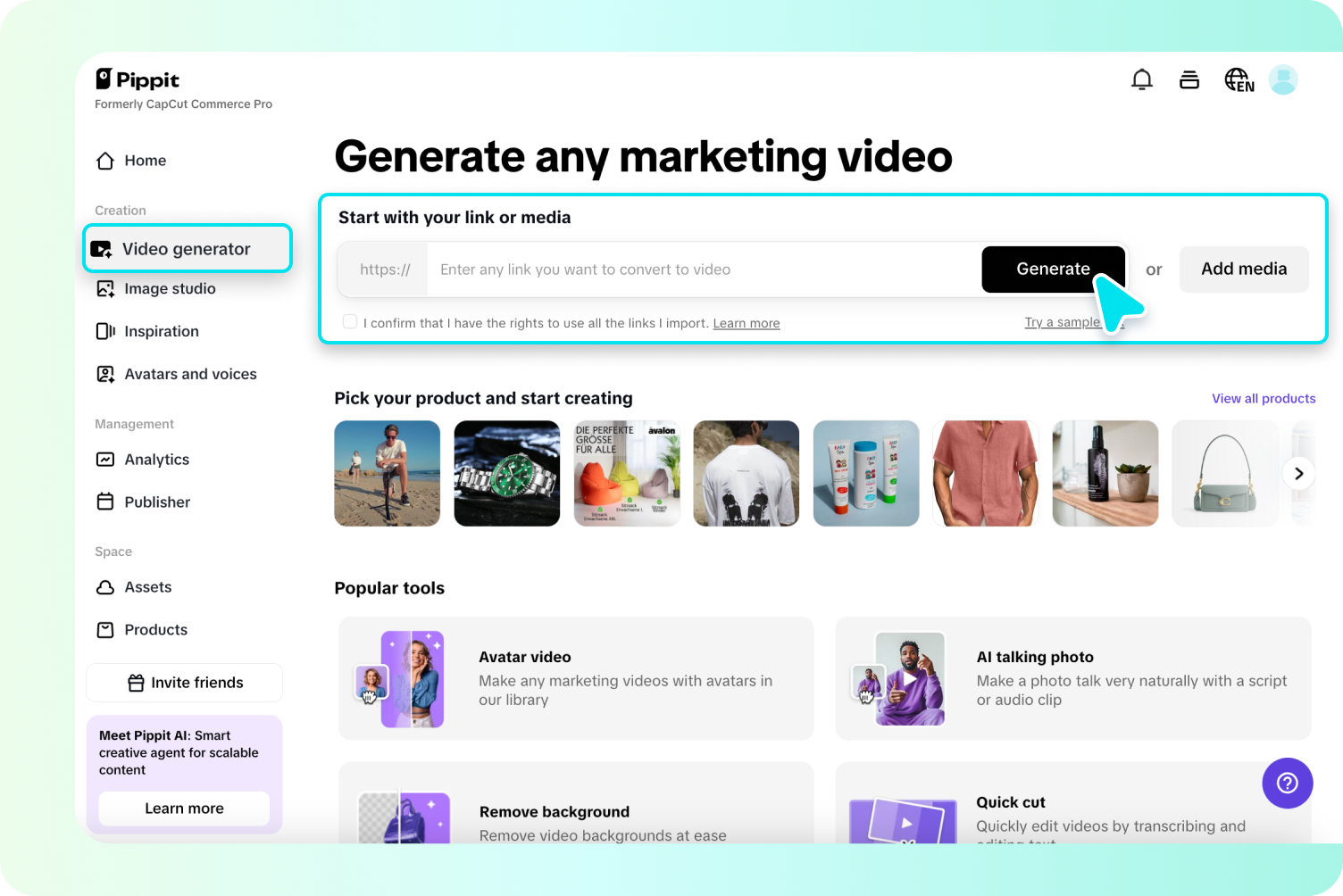 Upload product links or media