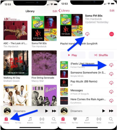 Ipinapakita kung paano mag-download ng mga album o kanta mula sa Apple Music sa mobile