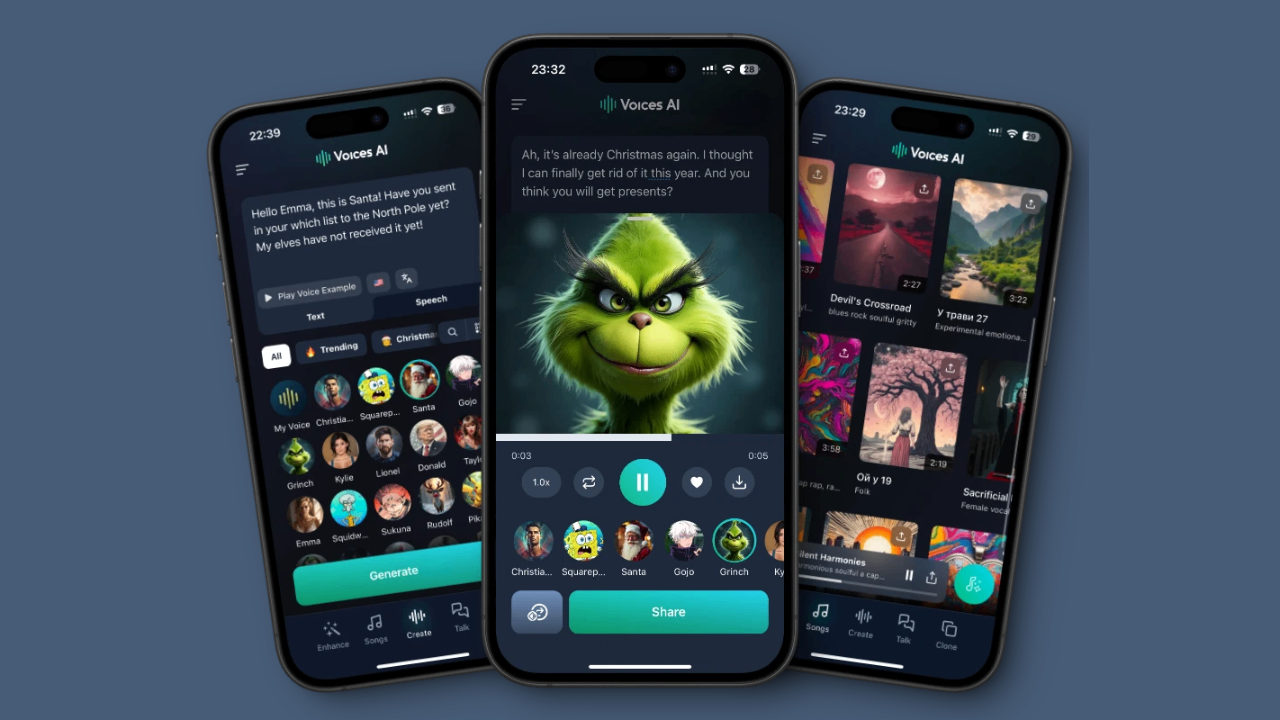 Voices AI app interface
