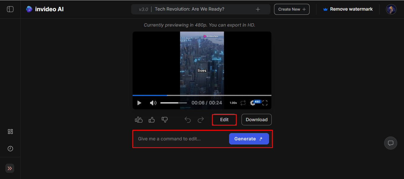 Effettuare le modifiche finali nel video utilizzando InVideo AI