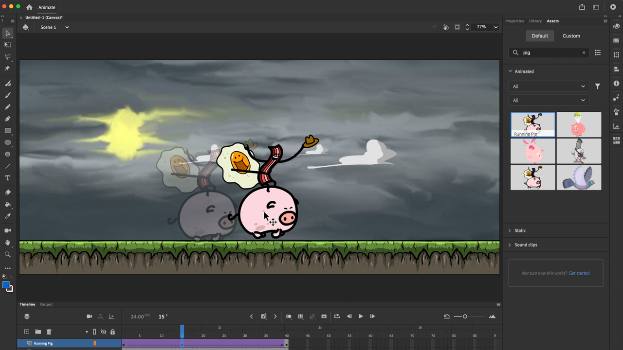 Adobe Animate free animation software interface