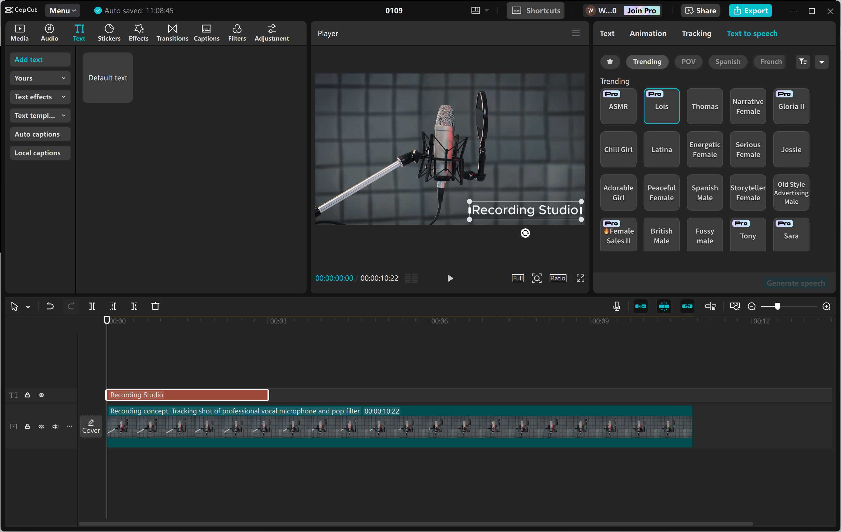 Interface of the CapCut desktop video editor - an easy way to add AI voices to videos