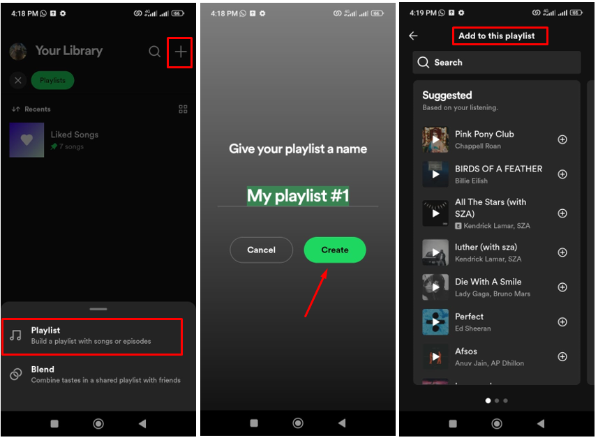 Bild som visar hur man kollar den mest spelade låten på Spotify på mobilen