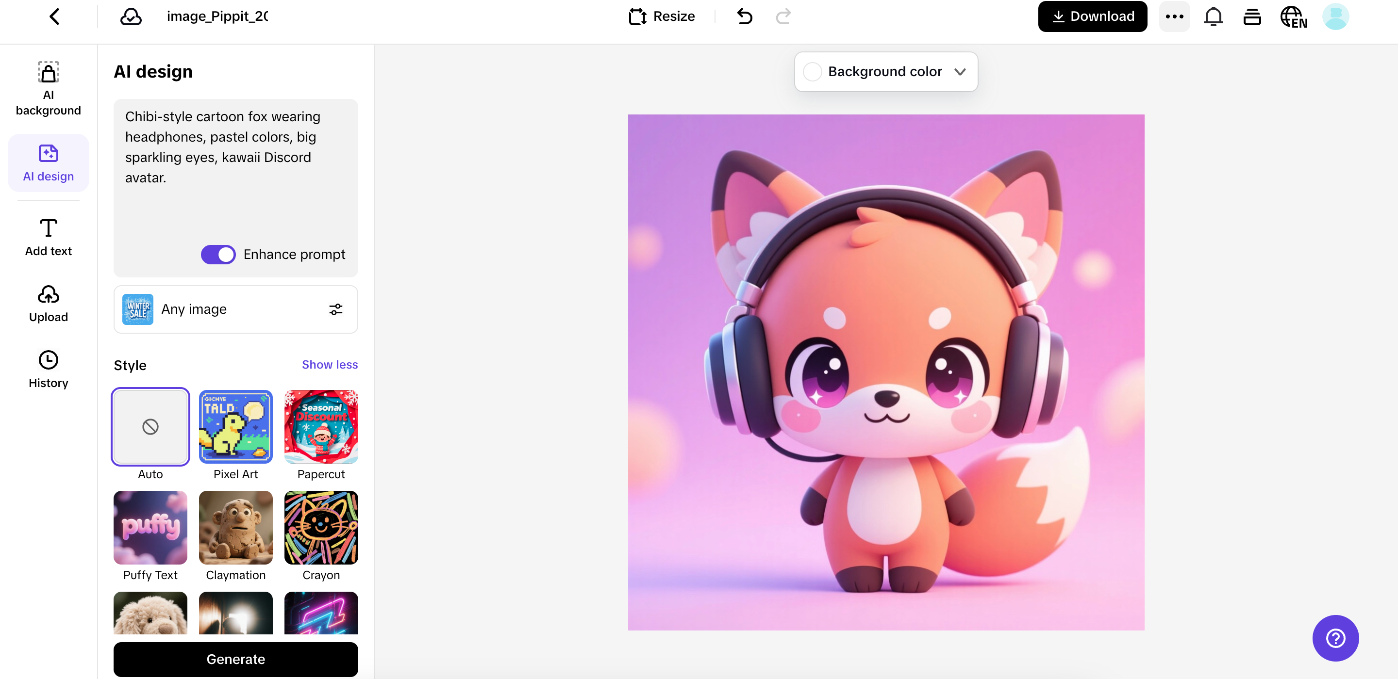 AI design feature