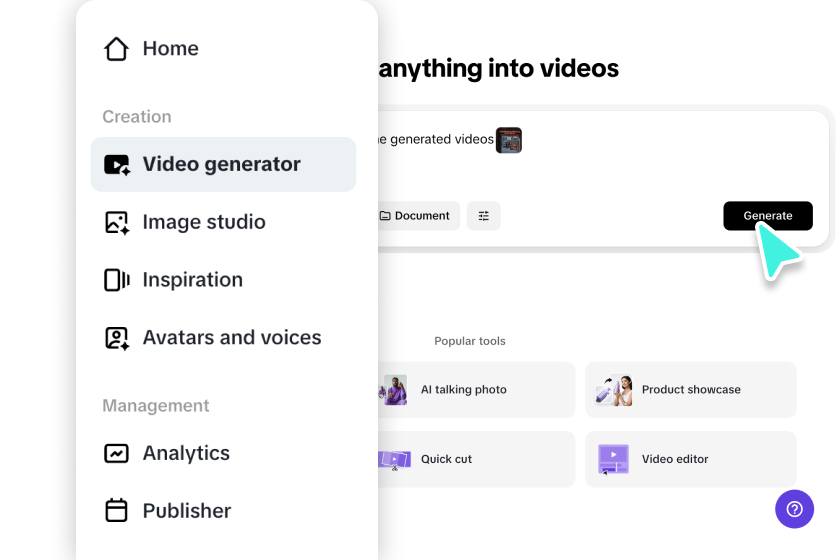 Access the Video generator