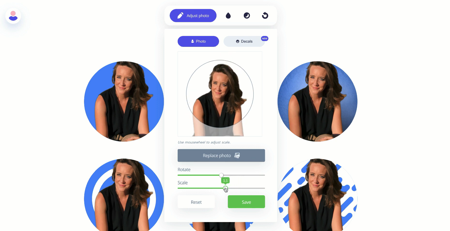 Interface do PFPMaker - uma maneira fácil de criar fotos de perfil legais para o WhatsApp