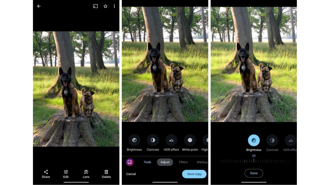 Google Photos-gränssnitt