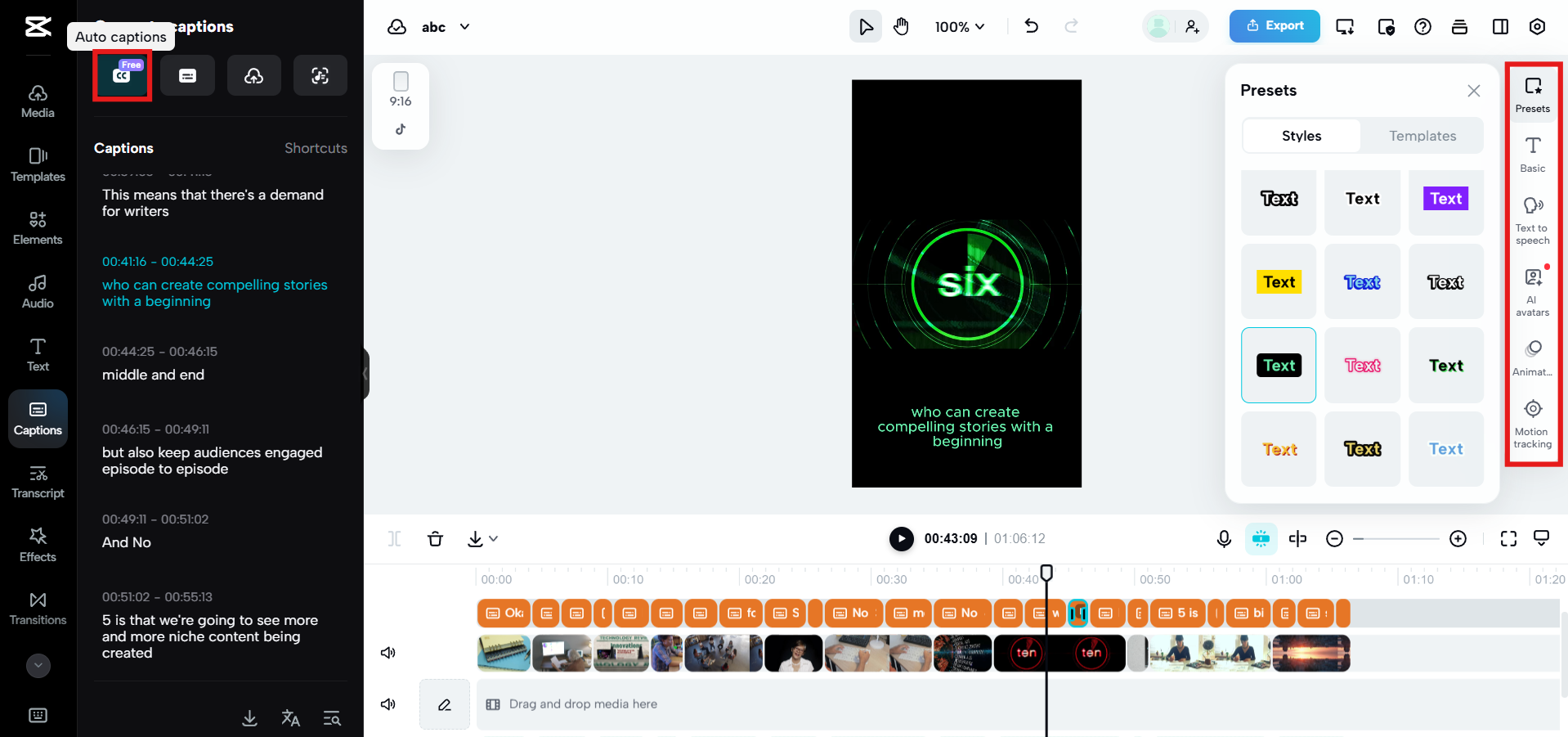 Auto captions with scene sync