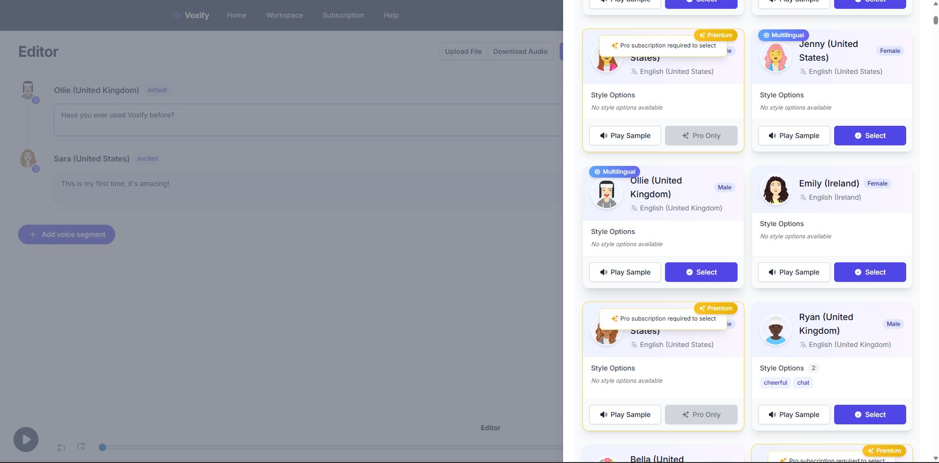 Interfaccia di Voxify - il convertitore perfetto da testo a parlato per bambini