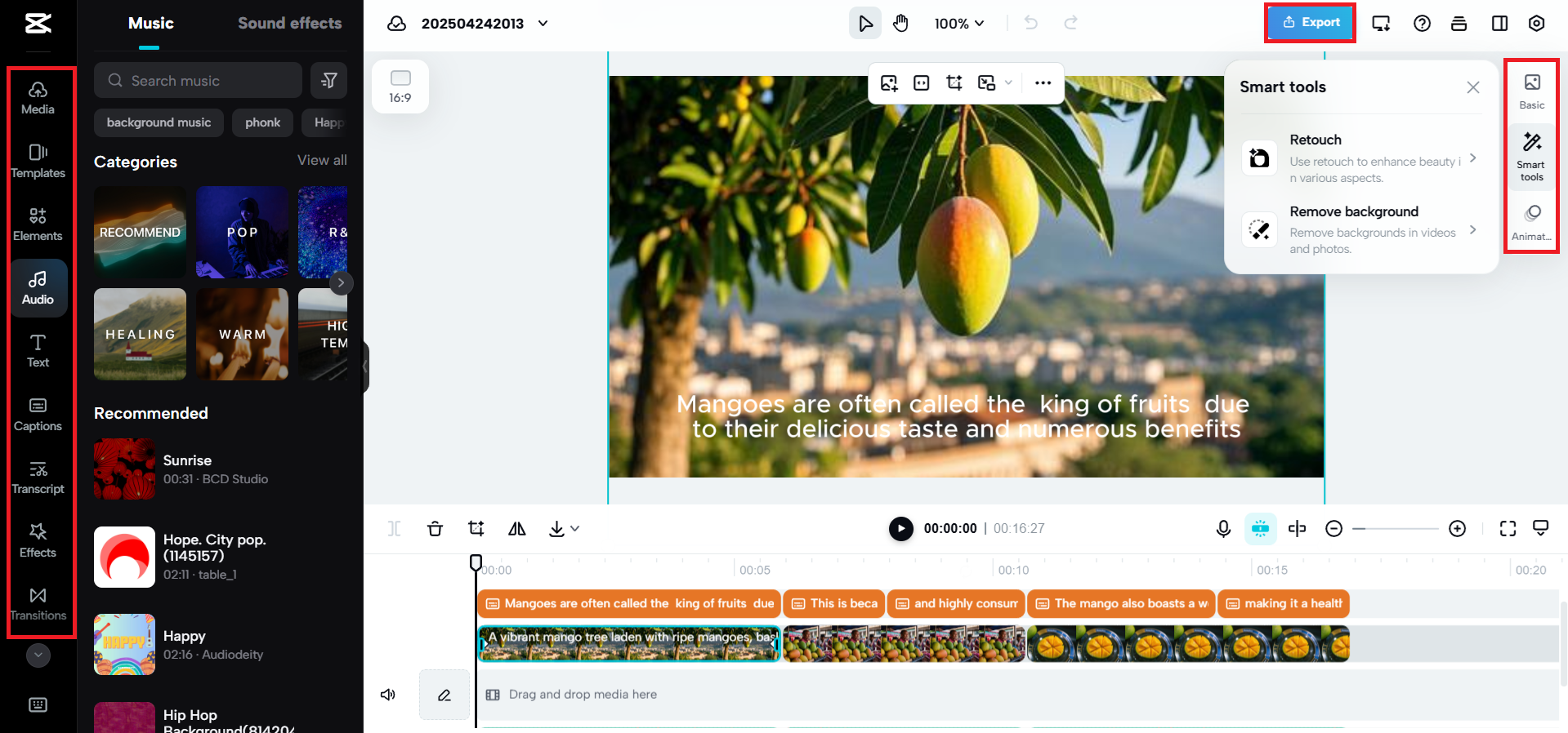 Rifinisci il video ed esporta