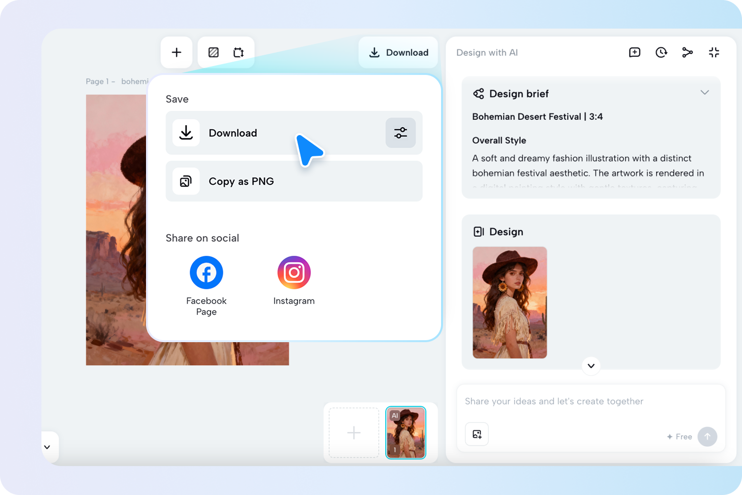 A CapCut Design Agent által generált minták exportálása